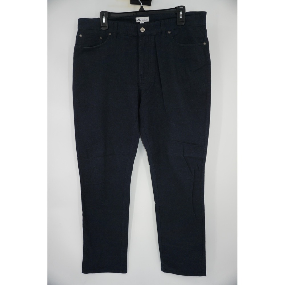 Peter Millar Mountainside Flannel Five Pocket Pants Blue Flat Front Men's 36x32